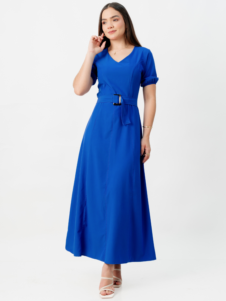 VESTIDO CASUAL LARGO EN CORTE A FERGIE AZULINO