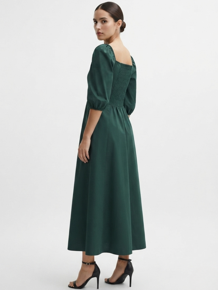 VESTIDO LARGO CON BOTONES MAGDALENA VERDE