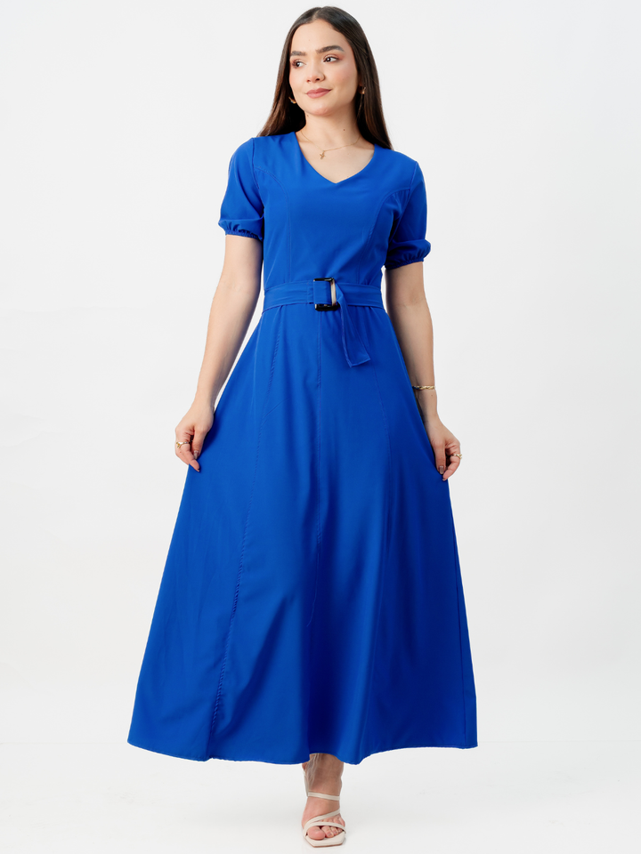 VESTIDO CASUAL LARGO EN CORTE A FERGIE AZULINO