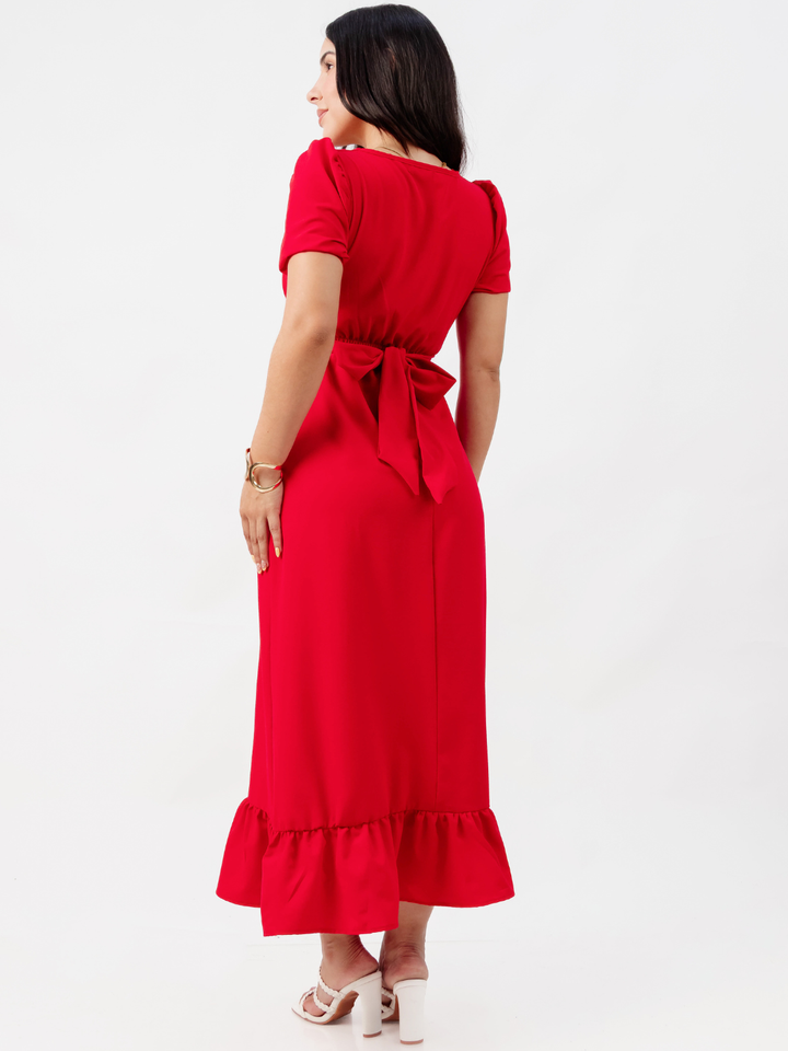 VESTIDO CASUAL LARGO REBECA ROJO