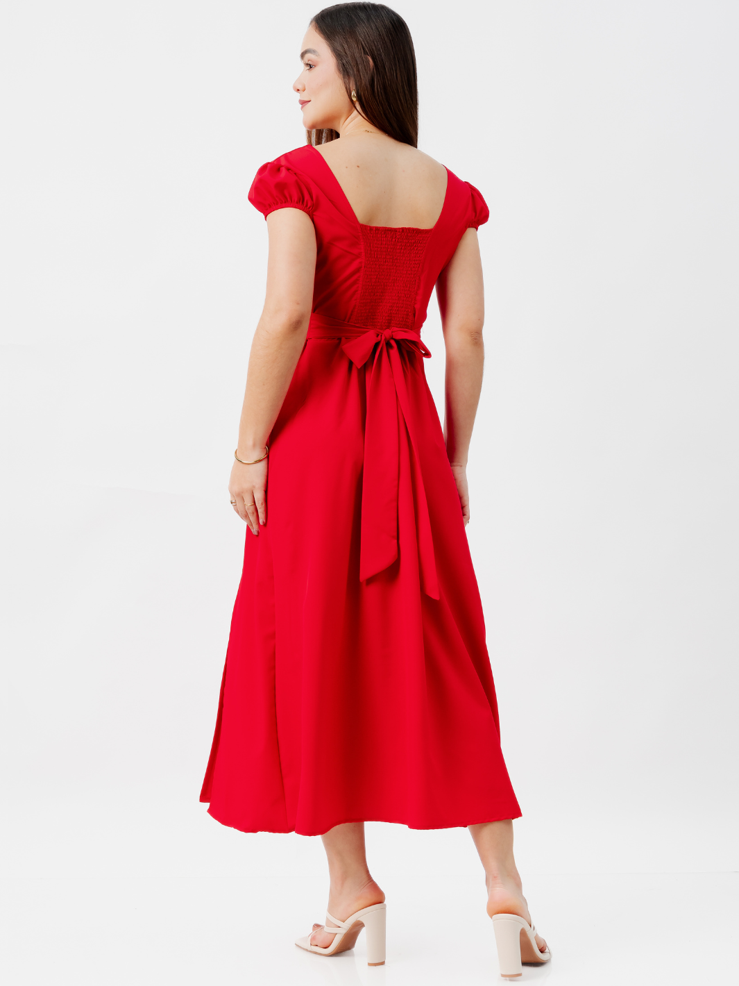 VESTIDO CASUAL LARGO CRISS ROJO