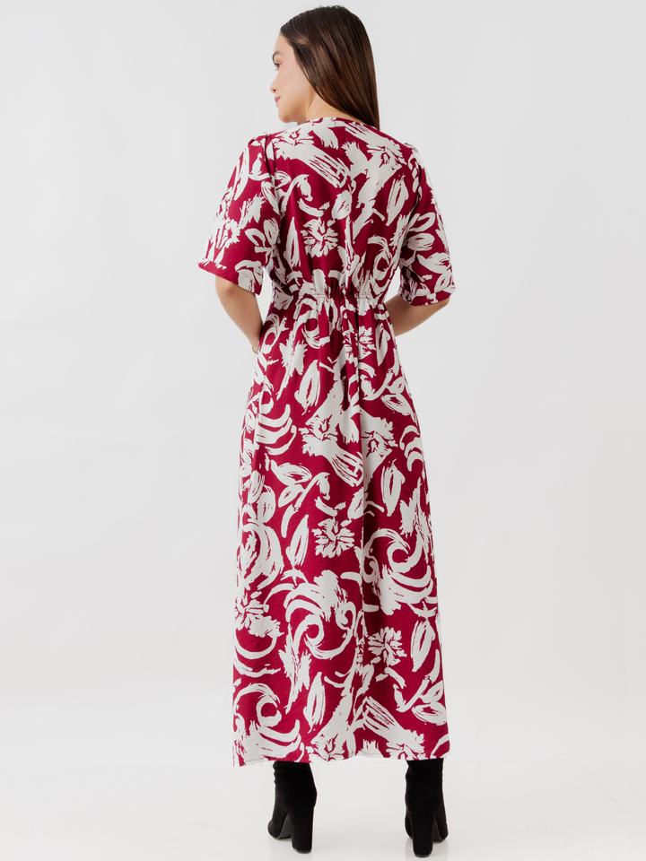 VESTIDO CASUAL LARGO BRIGITTE VINO