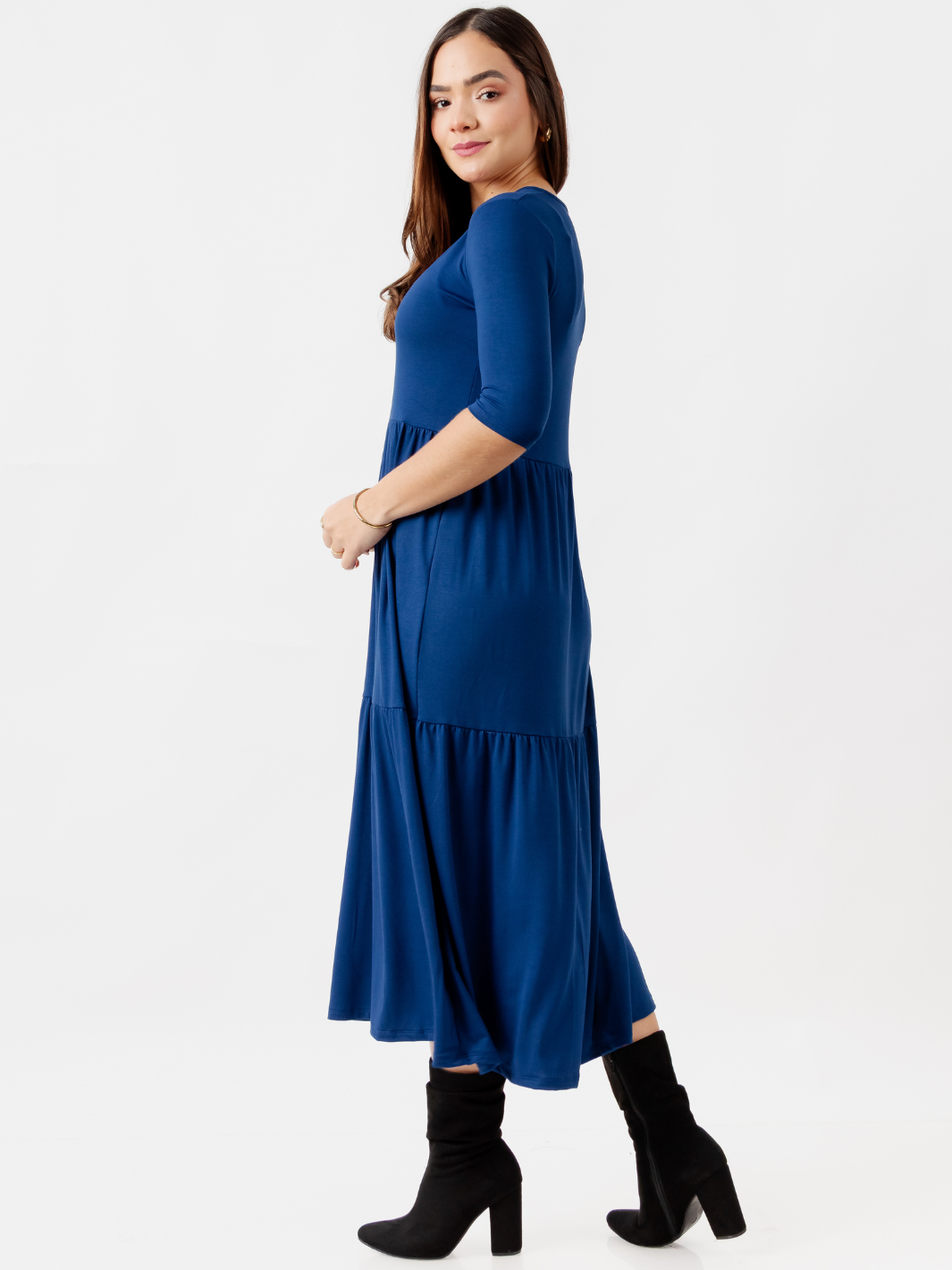 VESTIDO CON MANGA 3/4 ROSITA AZUL