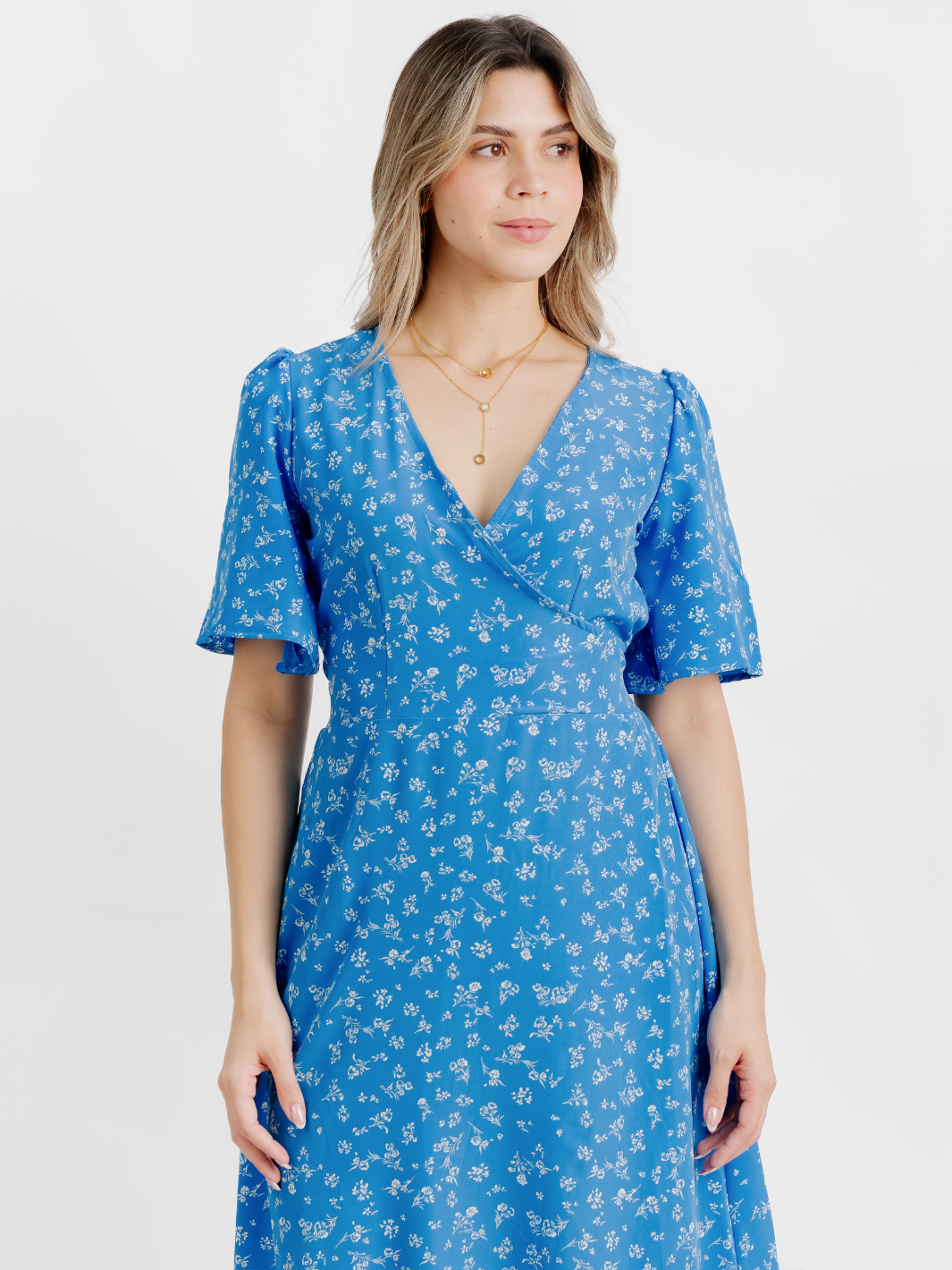 VESTIDO CASUAL LARGO LISA TURQUESA