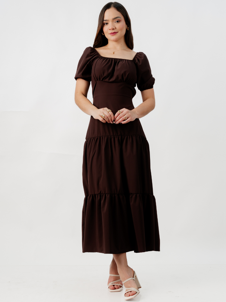 VESTIDO CASUAL LARGO TATIANA MARRON