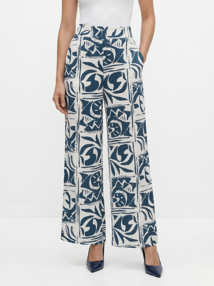 PANTALON PALAZZO NORA VERDE / PERLA
