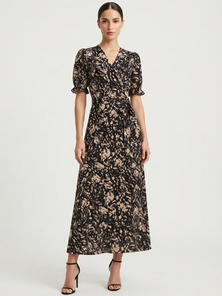 VESTIDO ENVOLVENTE ANI NEGRO PRINT