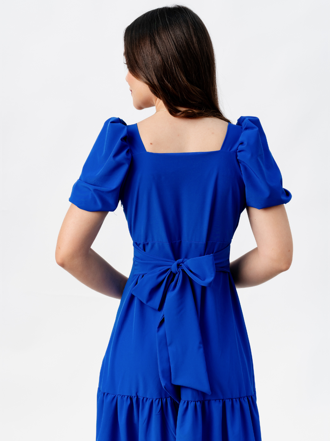 VESTIDO CASUAL LARGO CON LAZO TILZA AZULINO