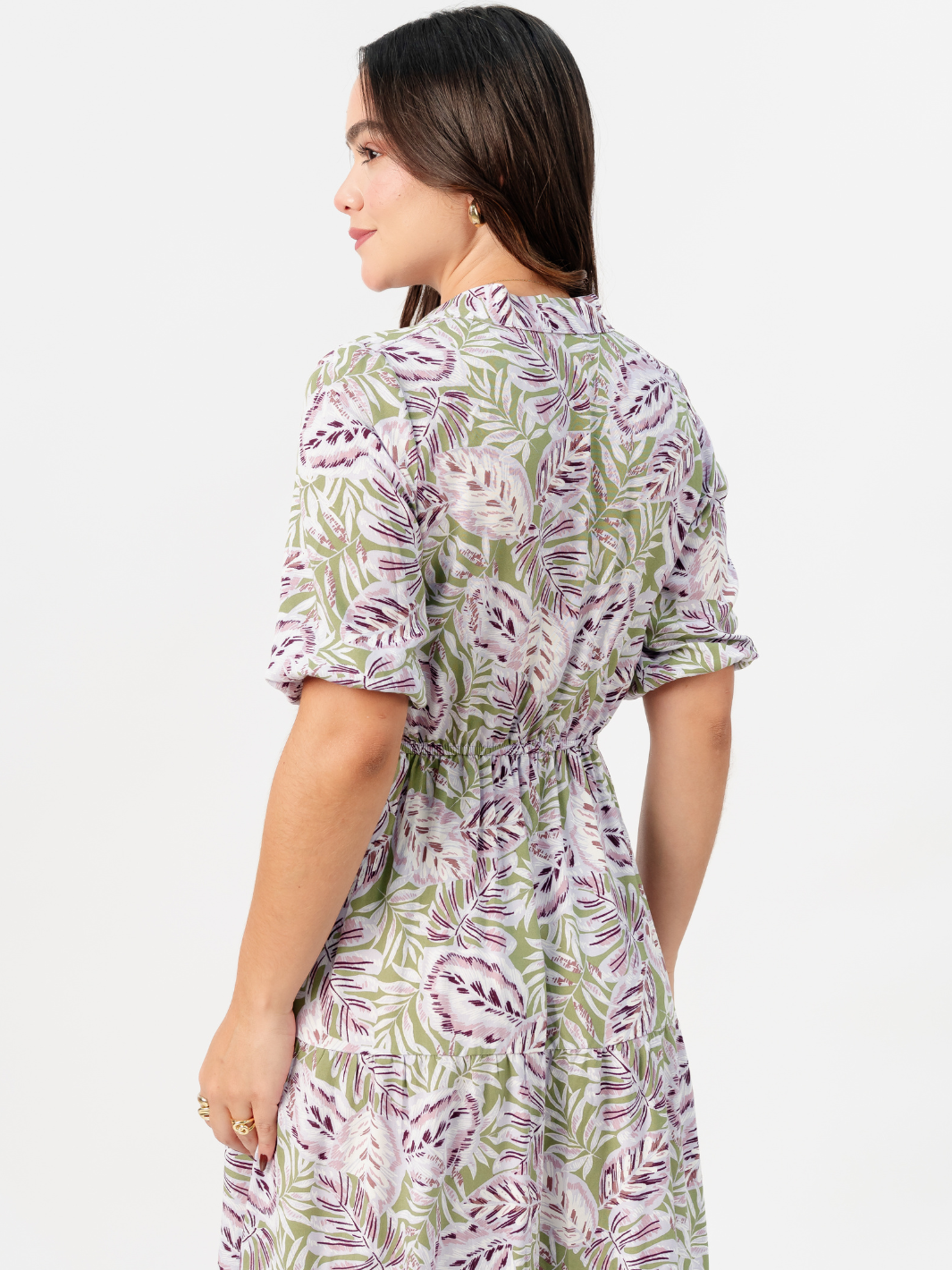 VESTIDO CAMISERO CON FALDA EN TIEMPOS ZAMIRA VERDE / LILA