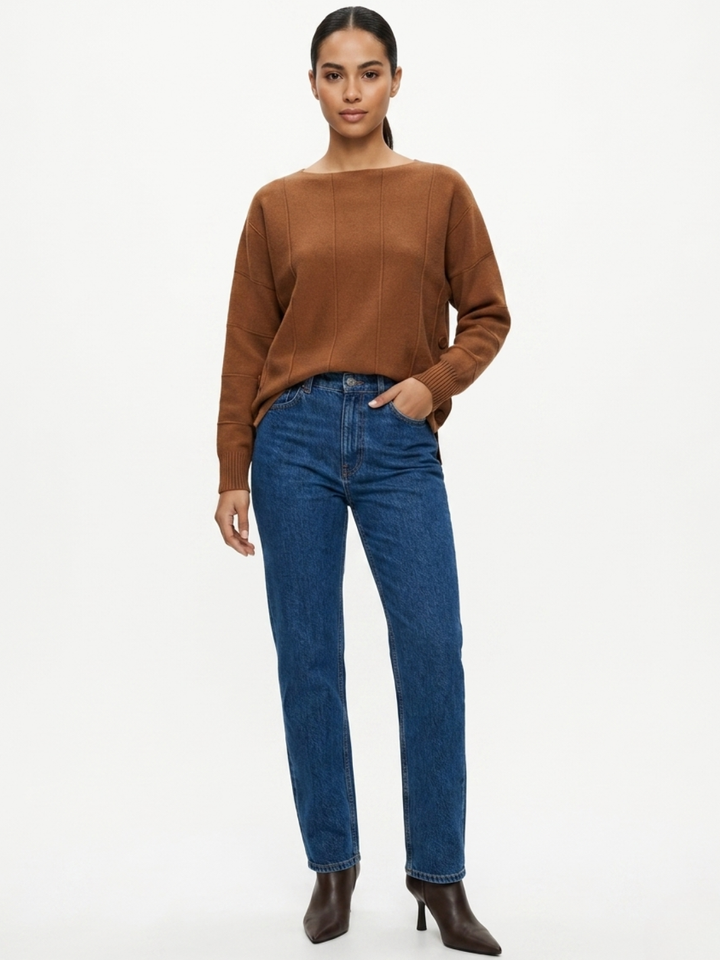 CHOMPA TEJIDA CON CUELLO OJAL AFRICA CAMEL