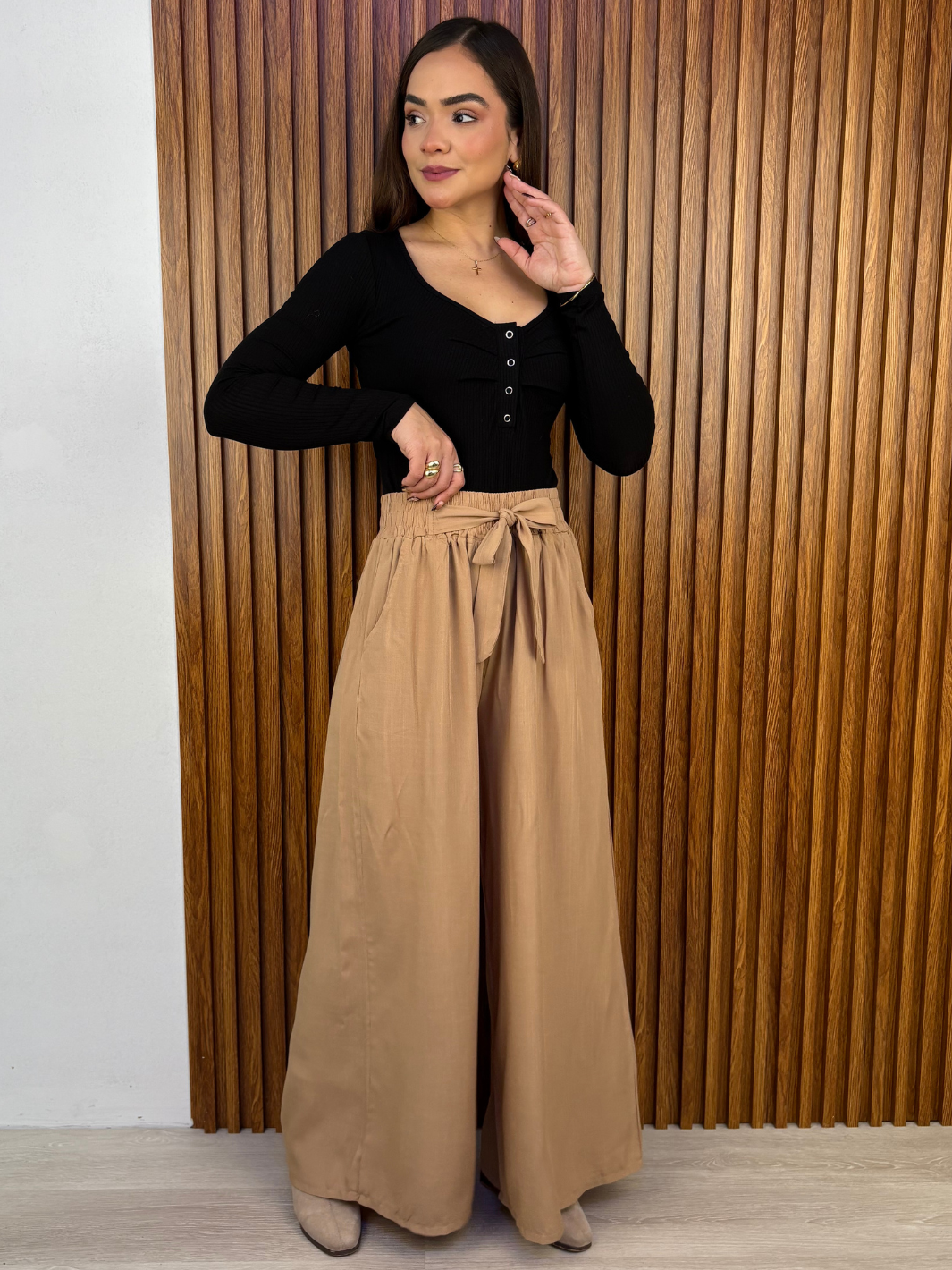PANTALON PALAZZO VENTURA CAMEL