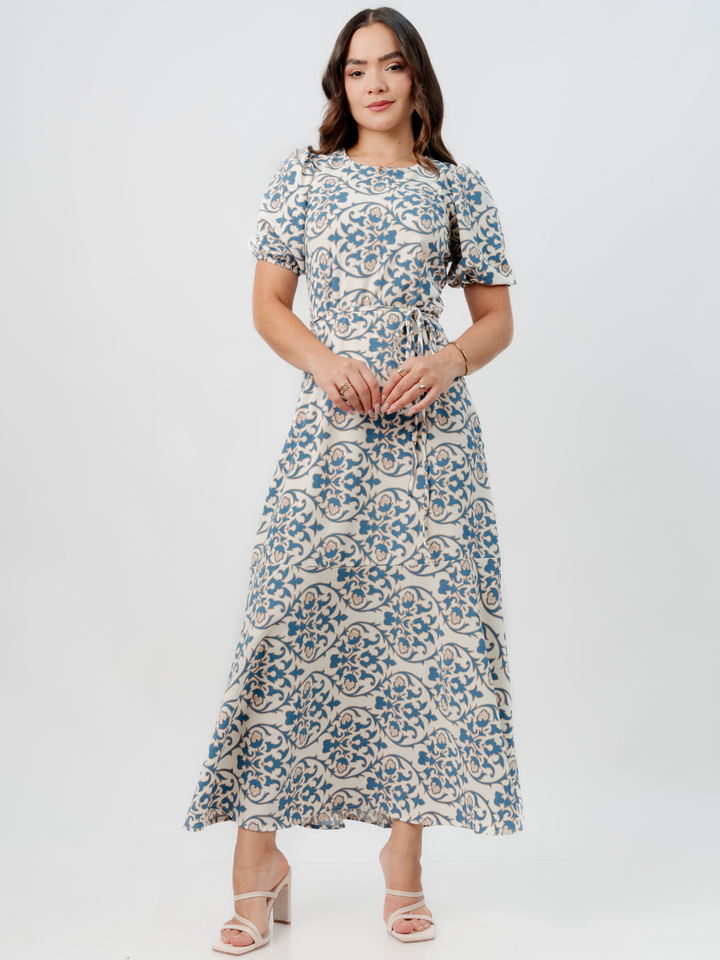 VESTIDO CASUAL LARGO OLIVIA PERLA/ACERO