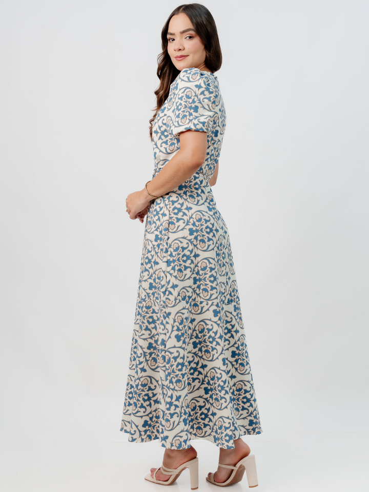 VESTIDO CASUAL LARGO OLIVIA PERLA/ACERO