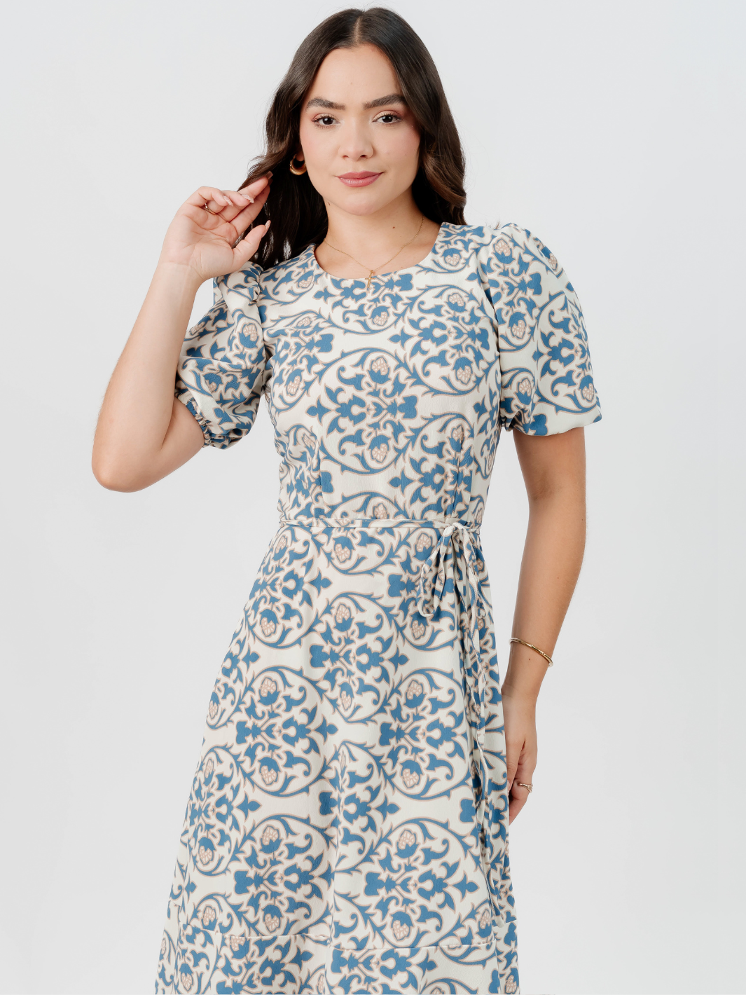 VESTIDO CASUAL LARGO OLIVIA PERLA/ACERO