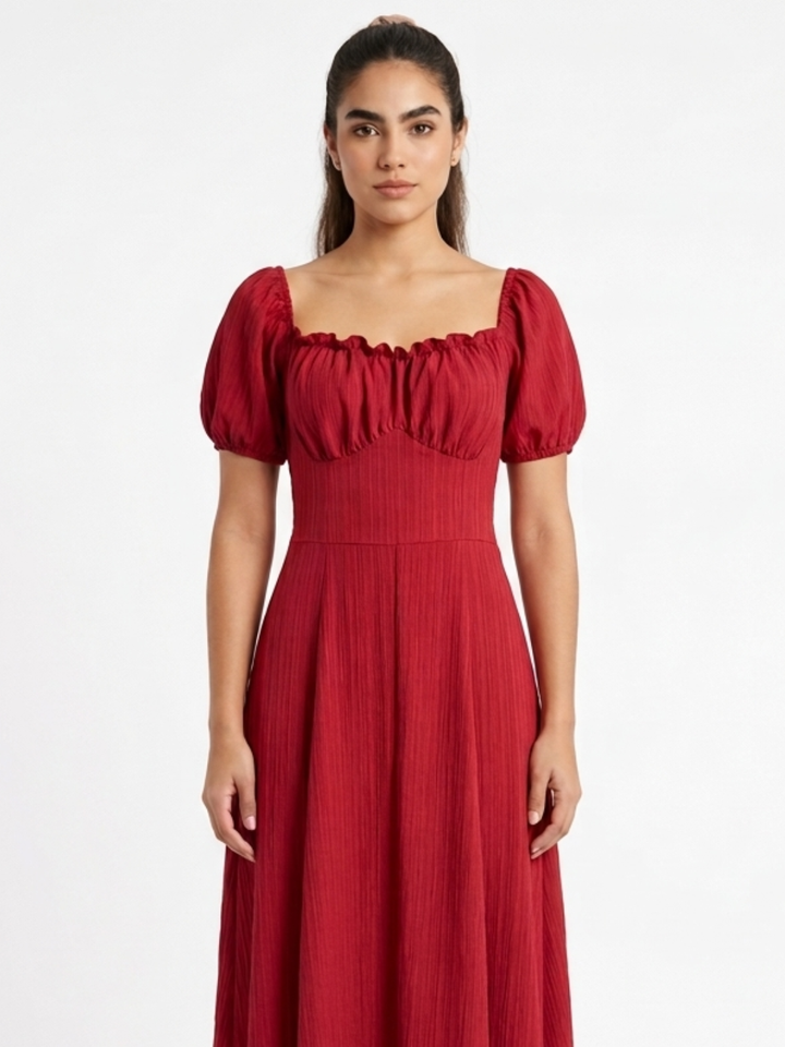 VESTIDO ROMANTICO LARGO NELLY ROJO