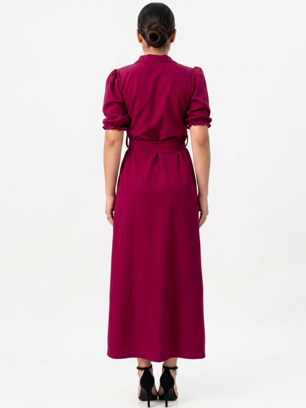 VESTIDO CAMISERO CON CINTURON ASIA VINO