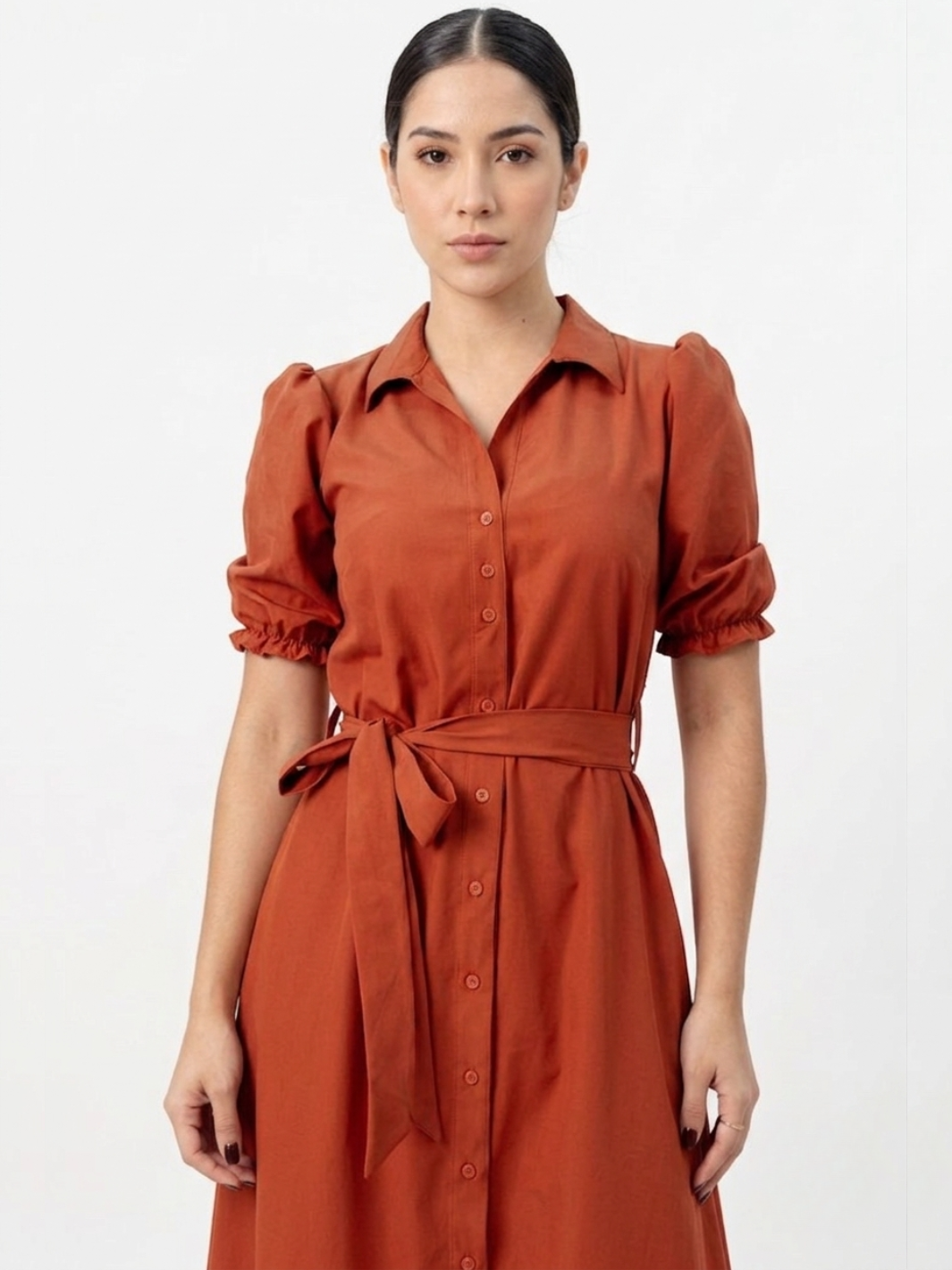 VESTIDO CAMISERO CON CINTURON ASIA RUST