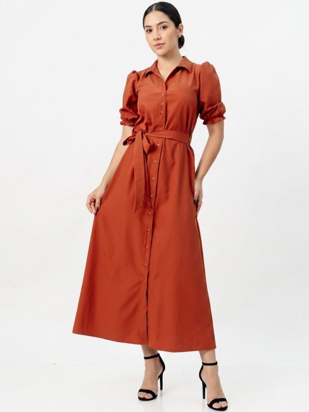 VESTIDO CAMISERO CON CINTURON ASIA RUST