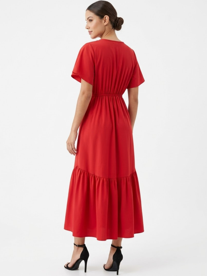 VESTIDO CASUAL CON BOTONES DELANTEROS MONSERRAT ROJO