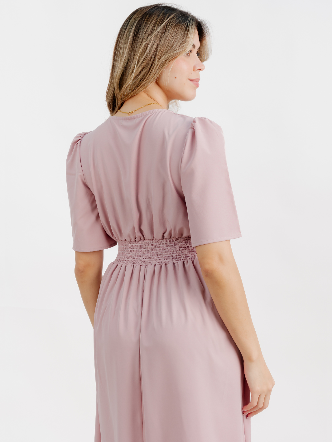 VESTIDO CASUAL LARGO LISA PALO ROSA