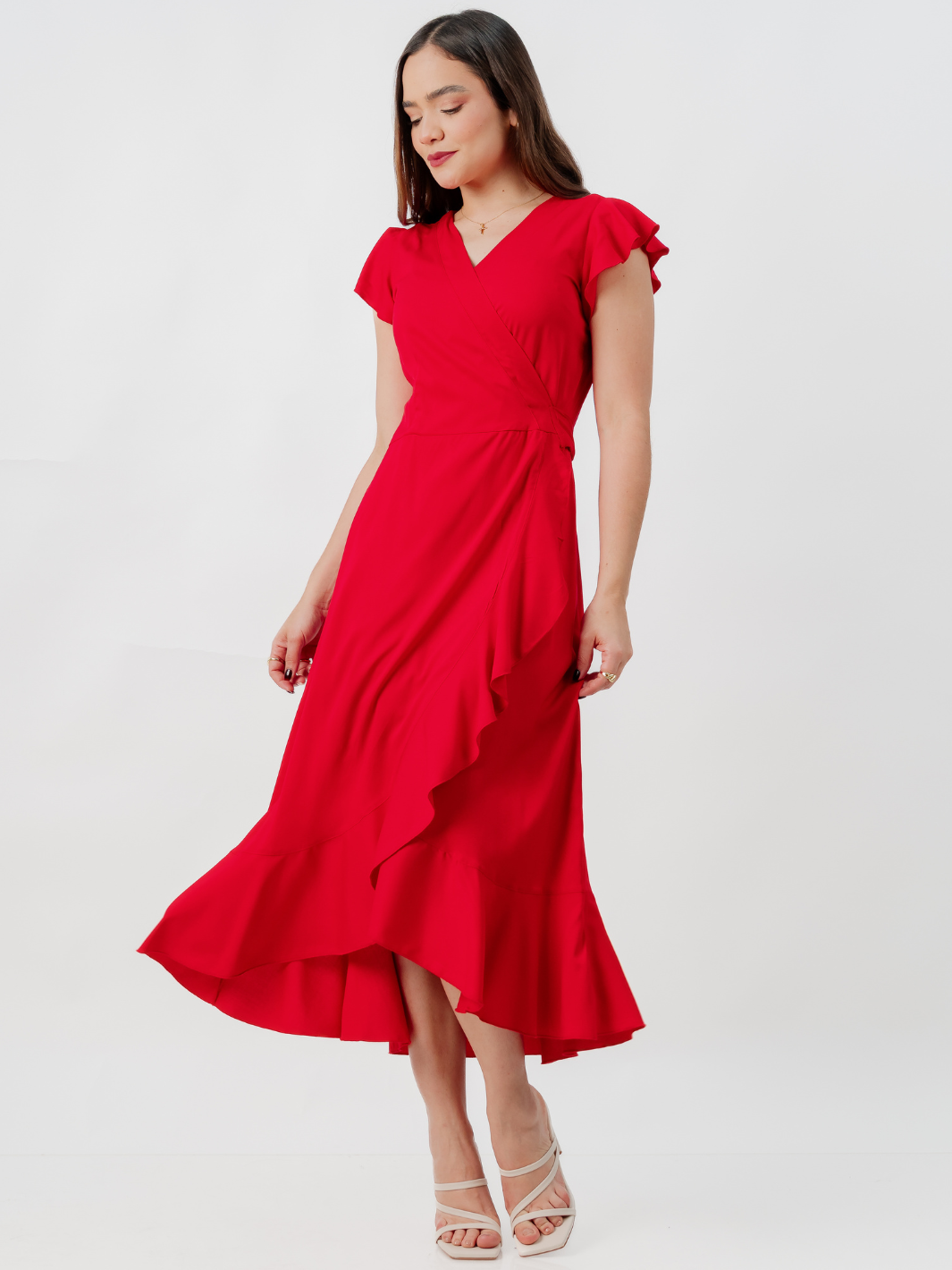 VESTIDO ENVOLVENTE MICAELA ROJO