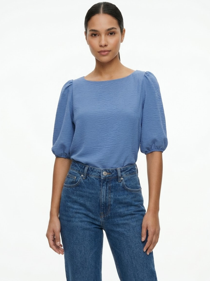 BLUSA MANGA 3/4 CON CUELLO OJAL LIVIA ITALIANO