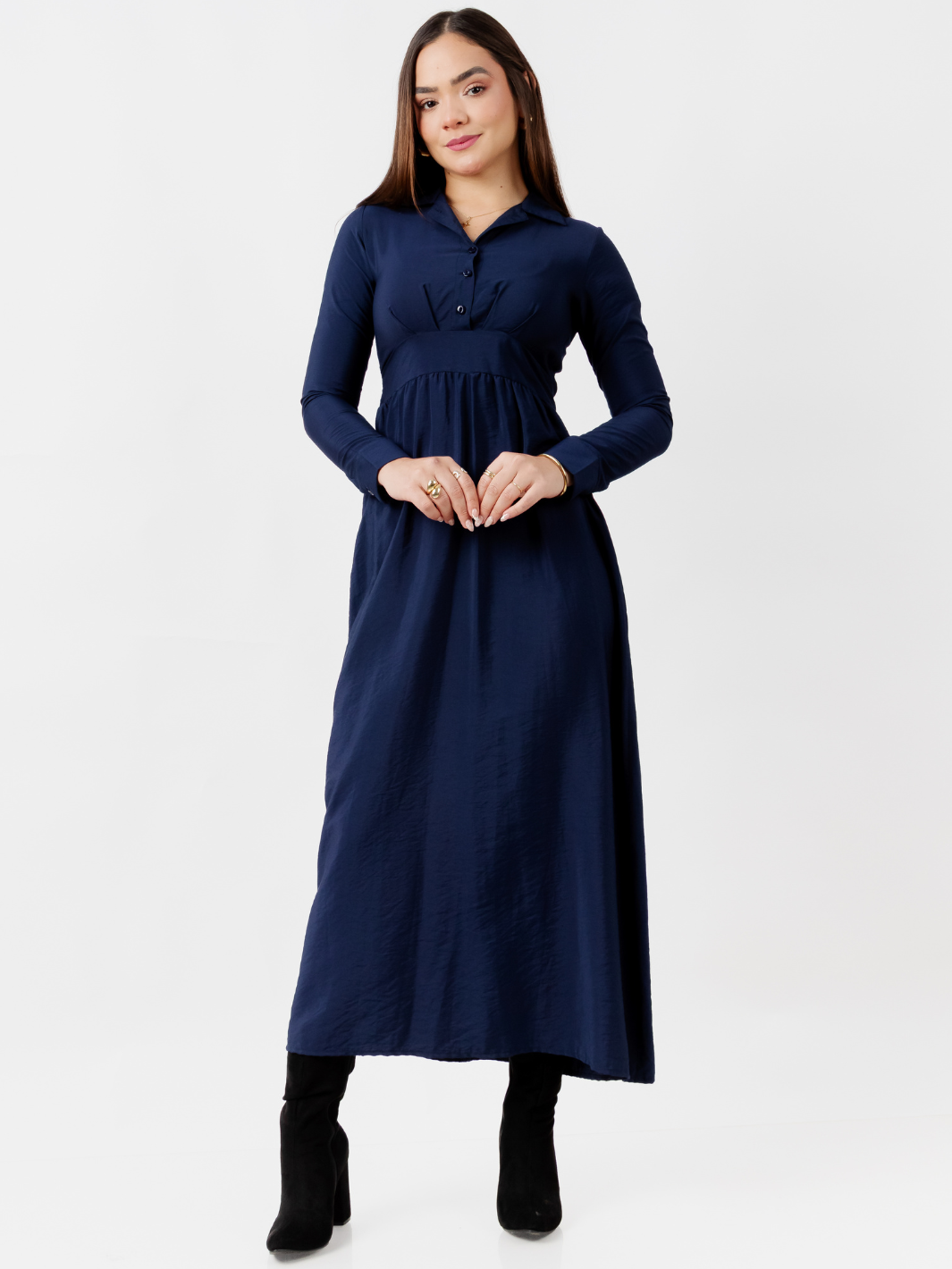 VESTIDO CAMISERO LARGO TATI AZUL