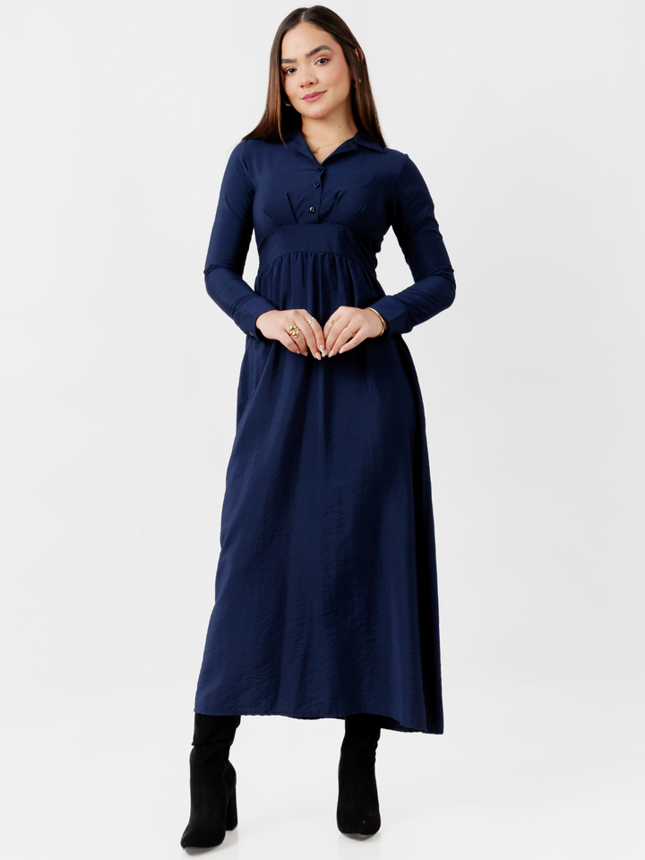 VESTIDO CAMISERO LARGO TATI AZUL