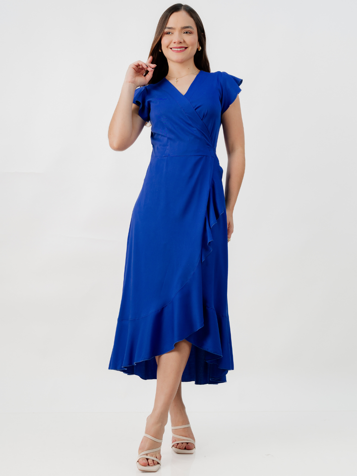 VESTIDO ENVOLVENTE MICAELA AZULINO