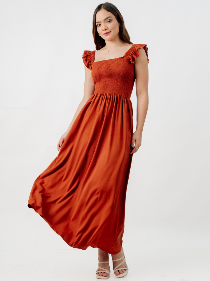 VESTIDO CASUAL LARGO SANDY RUST