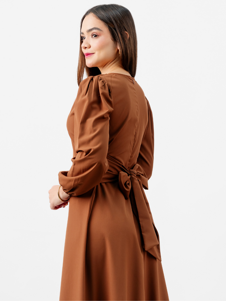 VESTIDO LARGO BRITISH MARRON