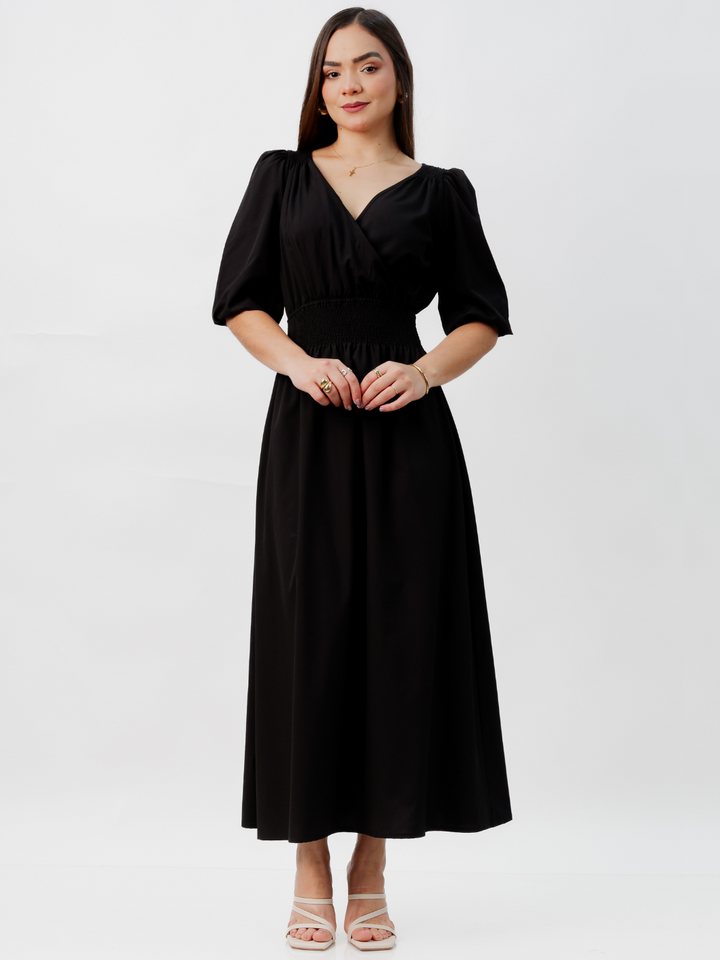 VESTIDO CASUAL LARGO JESSIA NEGRO
