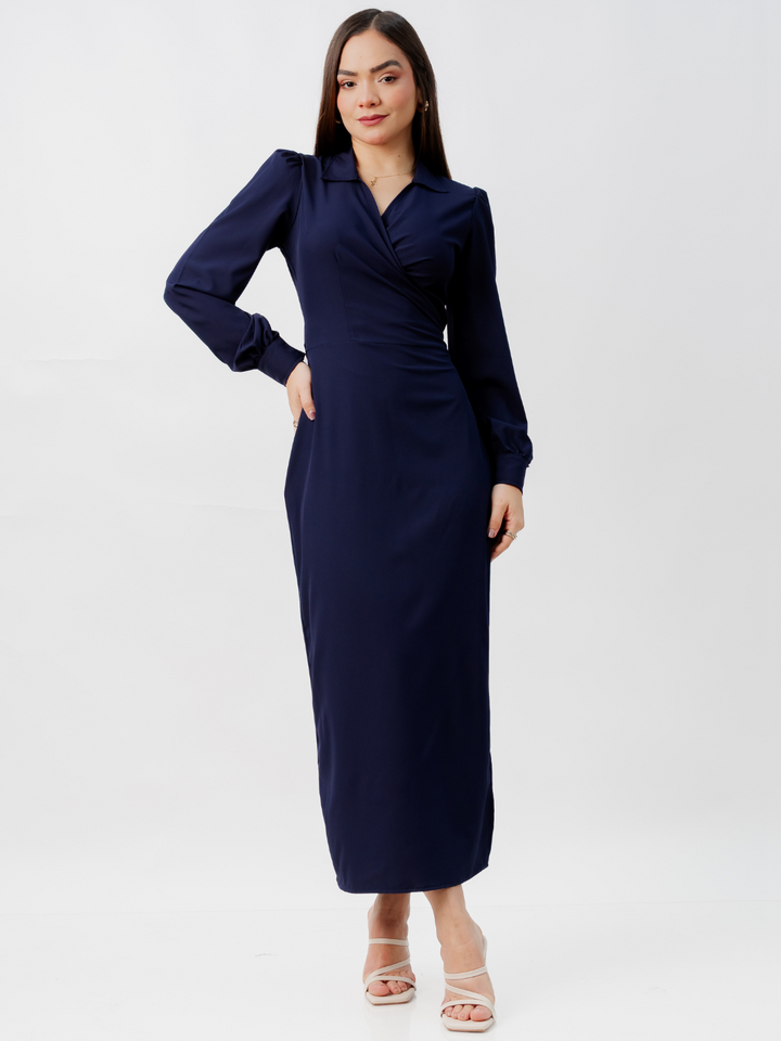 VESTIDO ENVOLVENTE RAYZA AZUL