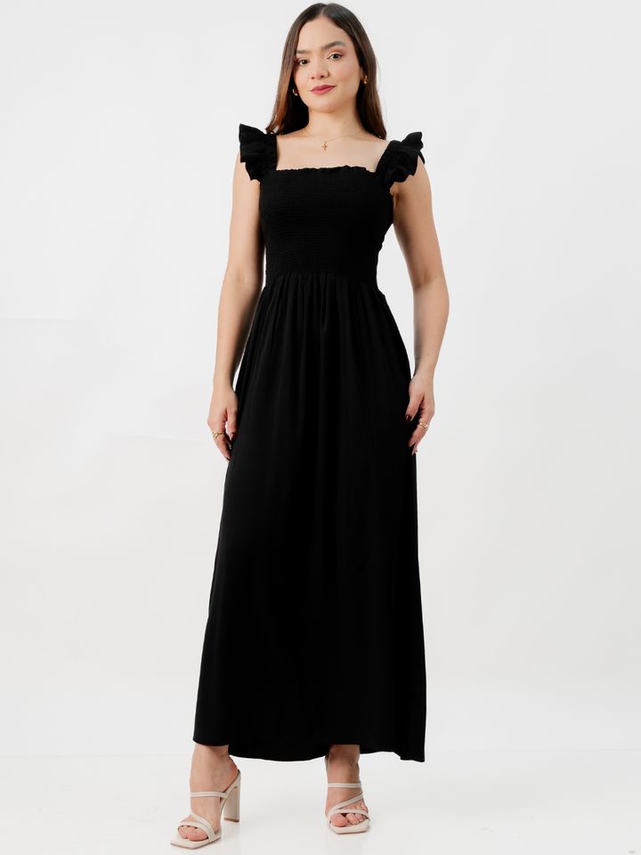 VESTIDO CASUAL LARGO SANDY NEGRO