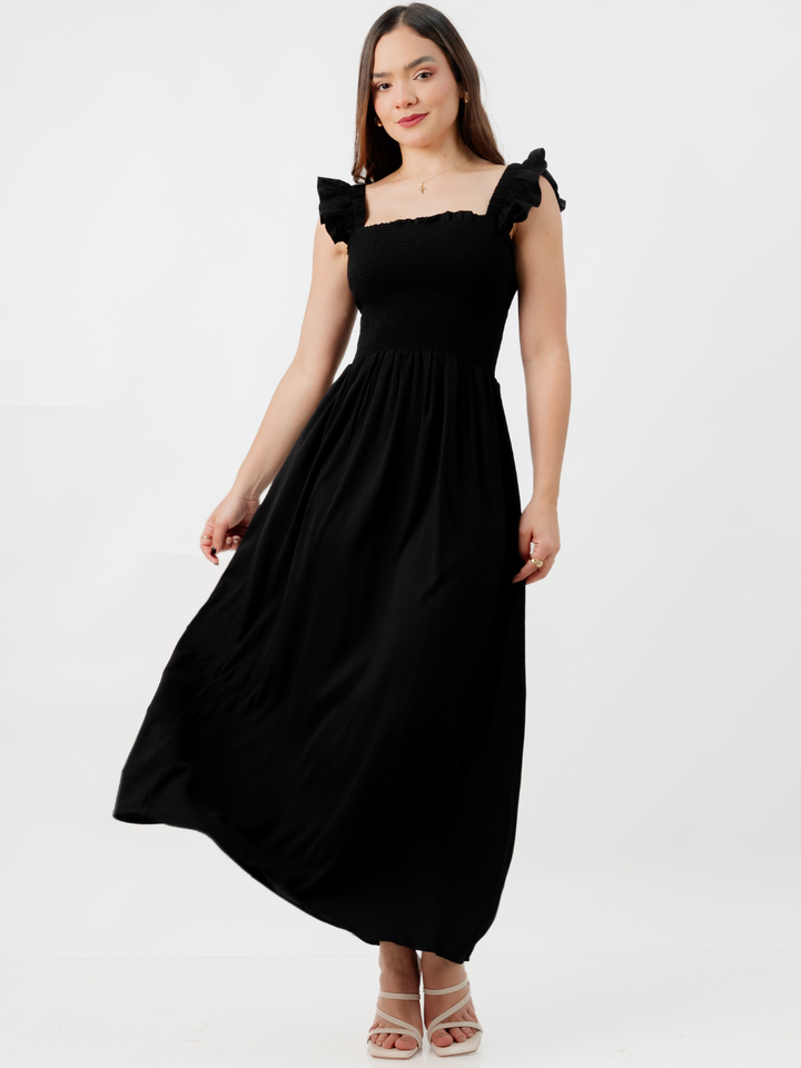 VESTIDO CASUAL LARGO SANDY NEGRO