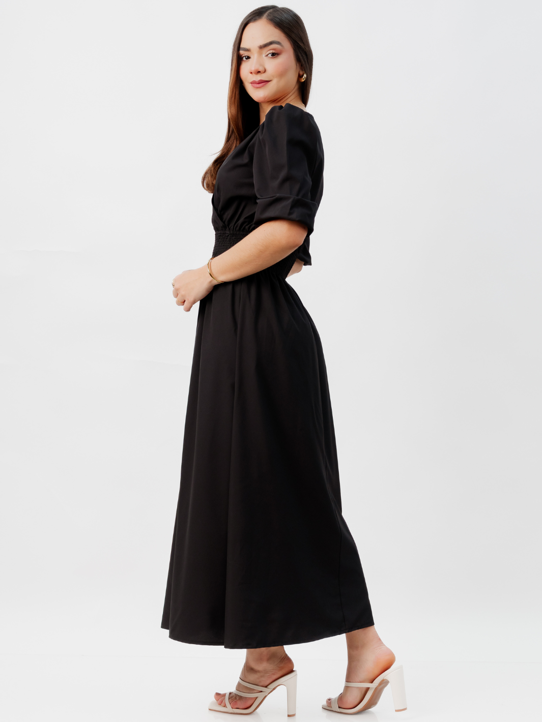 VESTIDO CASUAL LARGO JESSIA NEGRO
