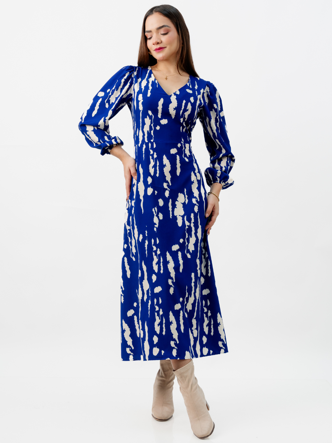 VESTIDO LARGO BRITISH AZUL