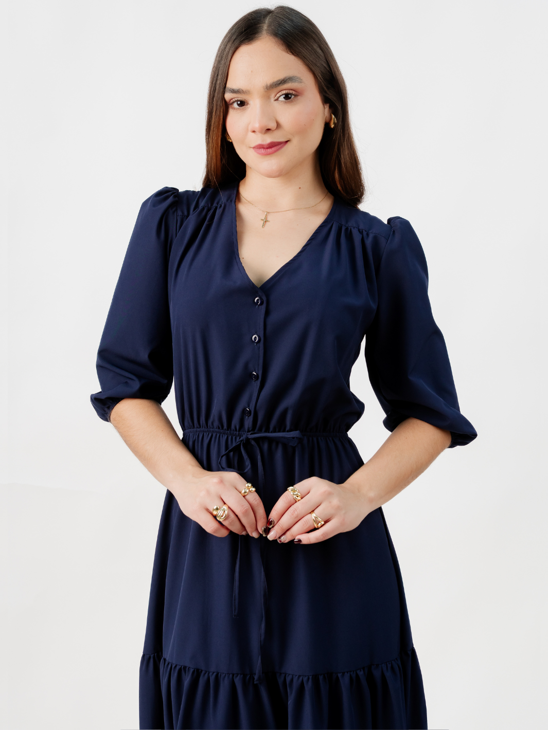 VESTIDO CASUAL LARGO CONSUELO AZUL