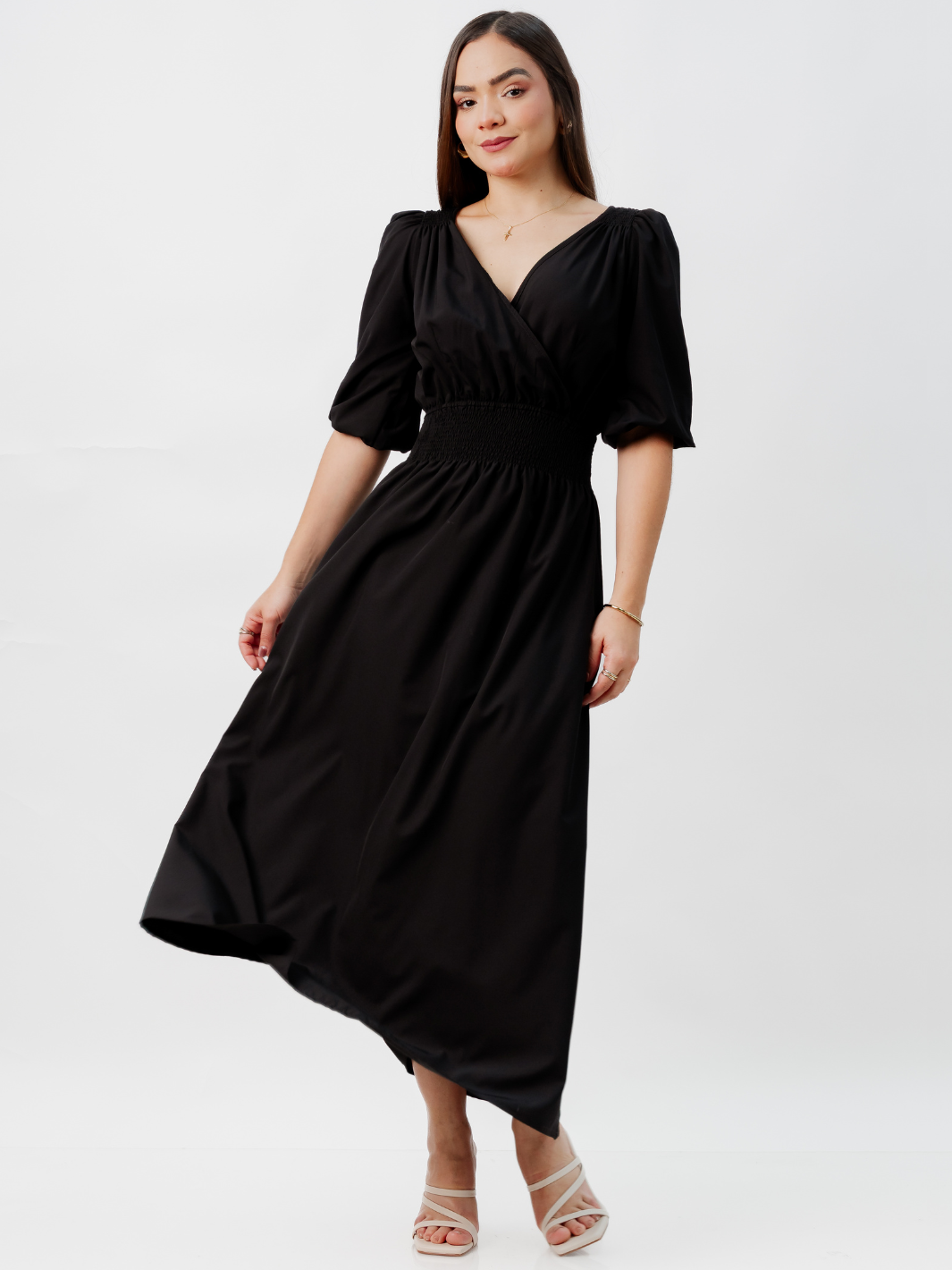 VESTIDO CASUAL LARGO JESSIA NEGRO