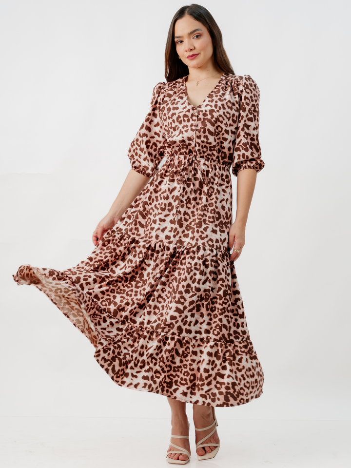 VESTIDO CASUAL LARGO CONSUELO ANIMAL PRINT