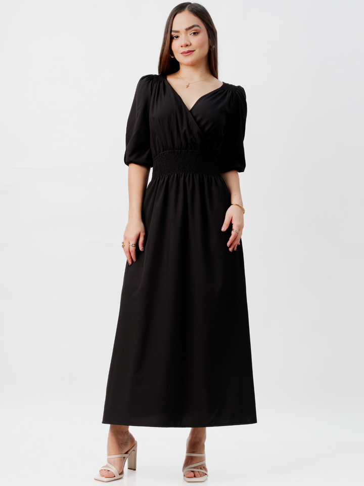 VESTIDO CASUAL LARGO JESSIA NEGRO