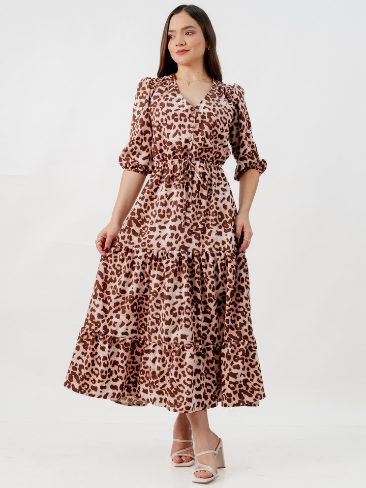 VESTIDO CASUAL LARGO CONSUELO ANIMAL PRINT