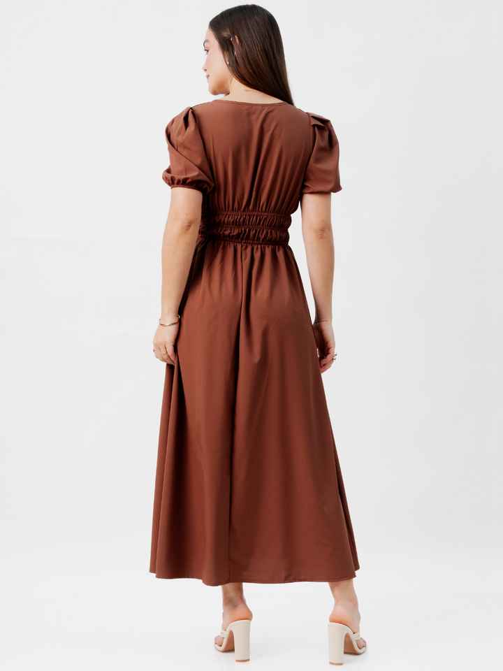 VESTIDO CASUAL LARGO THALIA CHOCOLATE