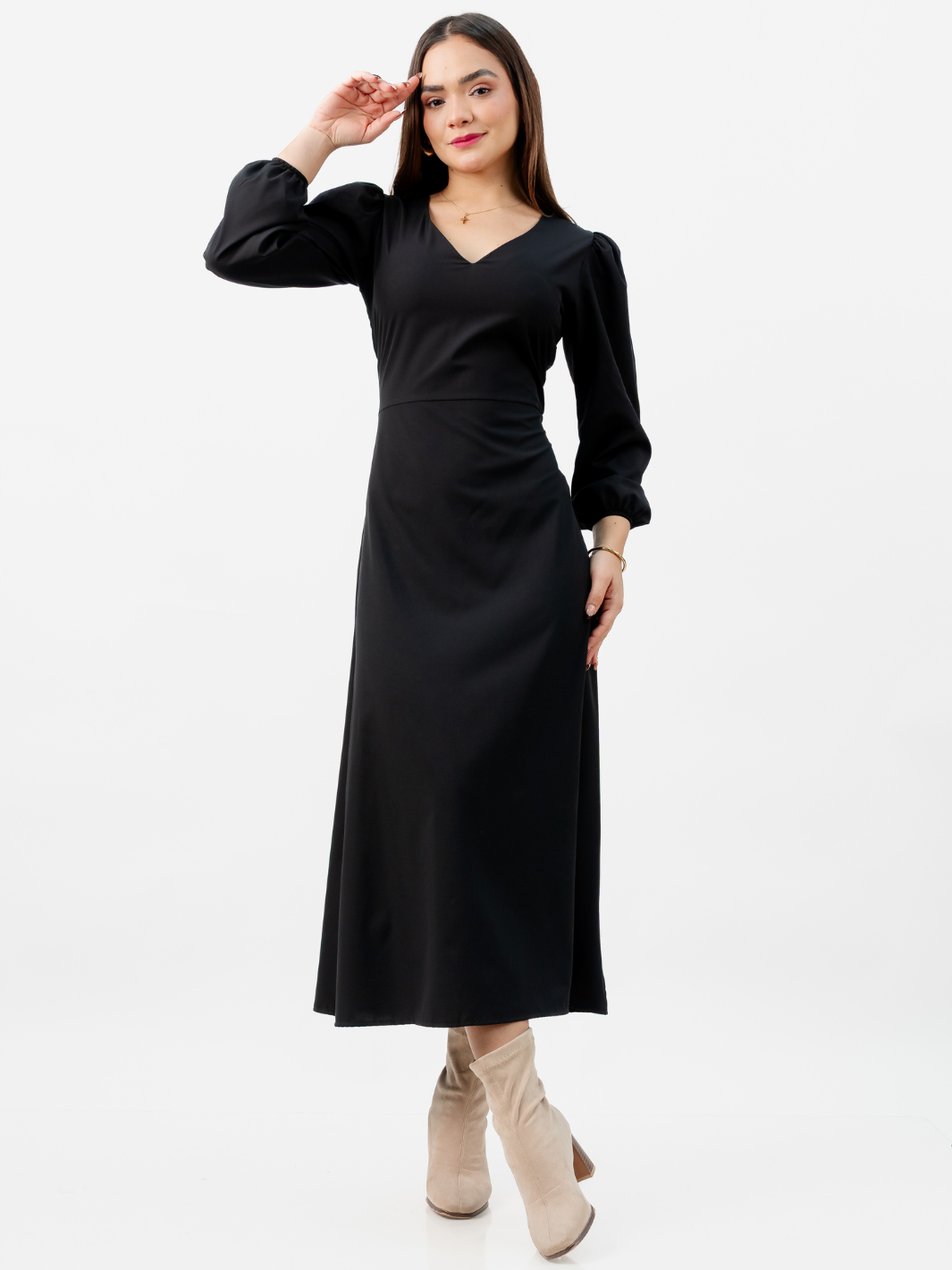 VESTIDO LARGO BRITISH NEGRO