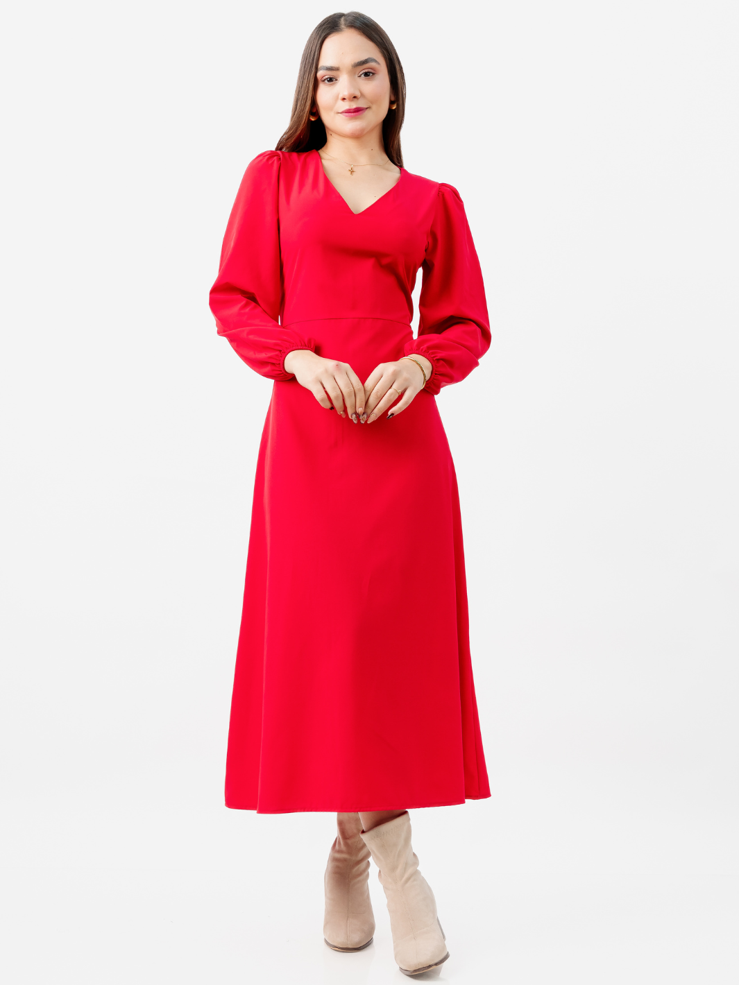 VESTIDO LARGO BRITISH ROJO