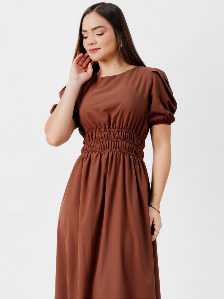 VESTIDO CASUAL LARGO THALIA CHOCOLATE