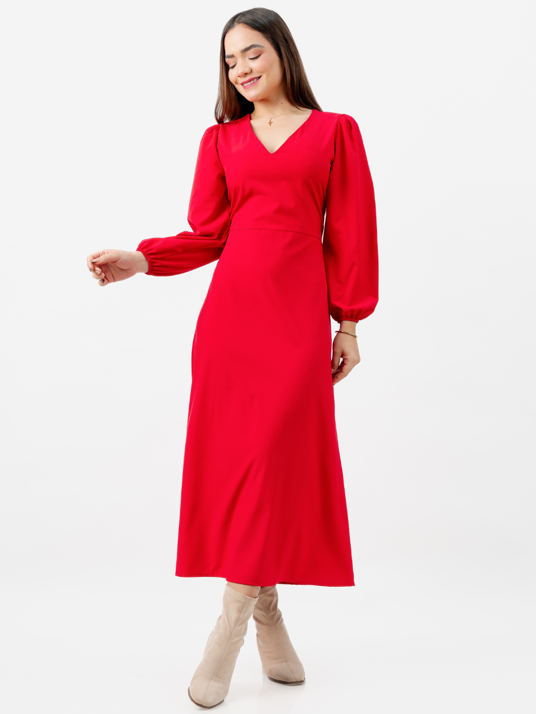 VESTIDO LARGO BRITISH ROJO