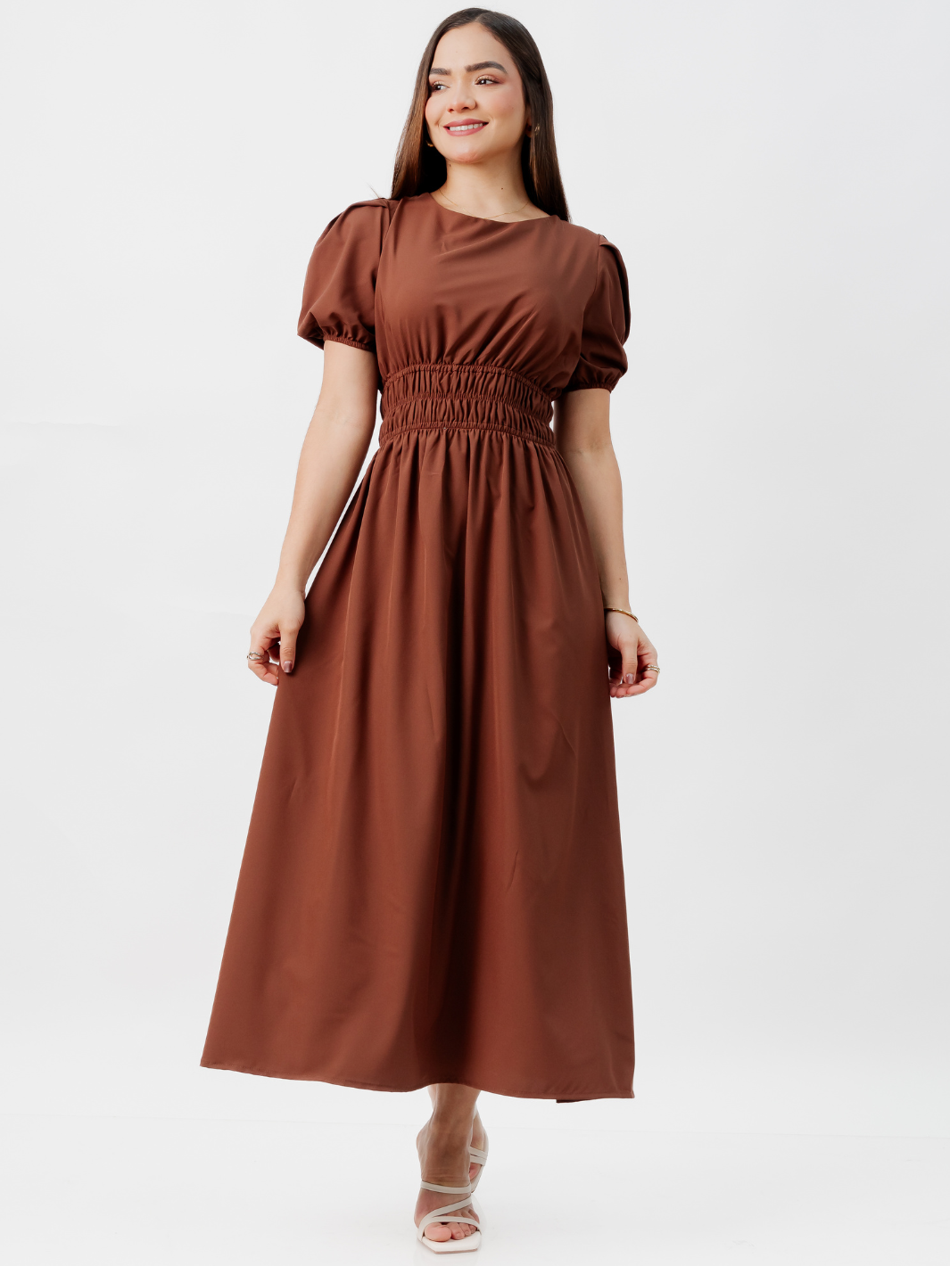 VESTIDO CASUAL LARGO THALIA CHOCOLATE