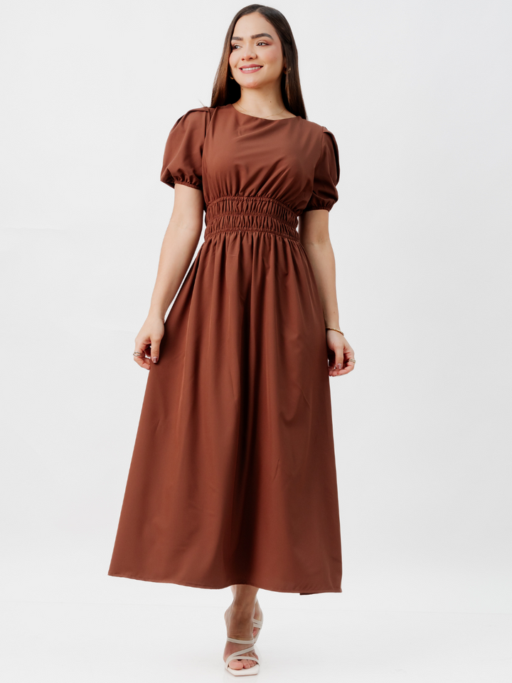 VESTIDO CASUAL LARGO THALIA CHOCOLATE