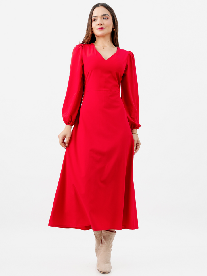 VESTIDO LARGO BRITISH ROJO